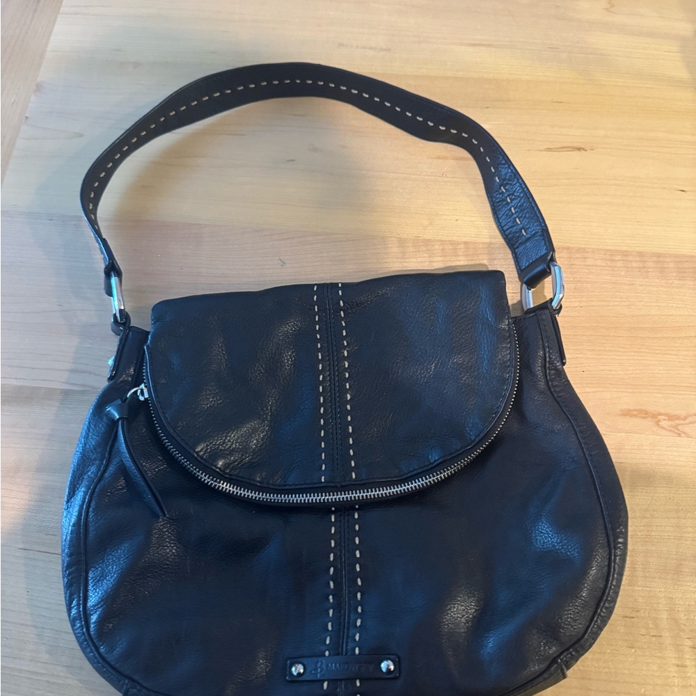 b. makowsky Dark Leather Shoulder Bag